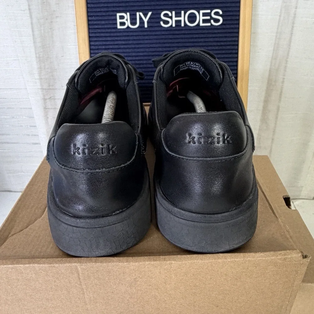 Kizik‎ Vegas Handsfree Sneakers Mens Size 10.5 Black Leather Comfort Shoes
